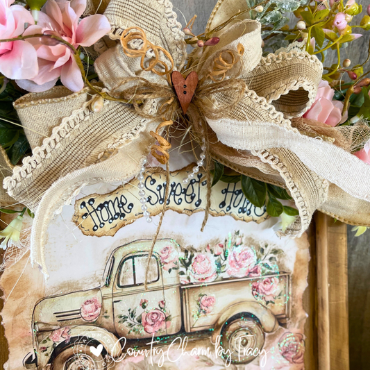 Whimsical Vintage Truck with Roses Decor โ 10x10