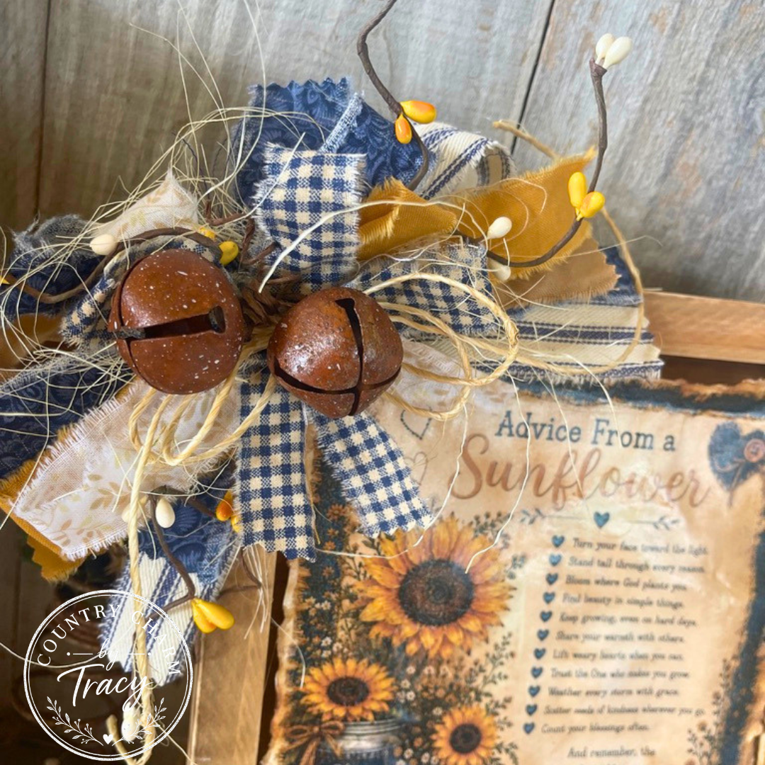 Advice from a Sunflower - 8x8 Wood Canvas Shelf Sitter Primitive Farmhouse Decor | Free Shipping in USA
