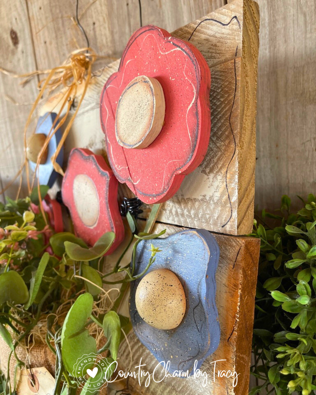 BLOOM Rustic Fence Board Floral Wall Hanging – One of a Kind – FREE SHIPPING