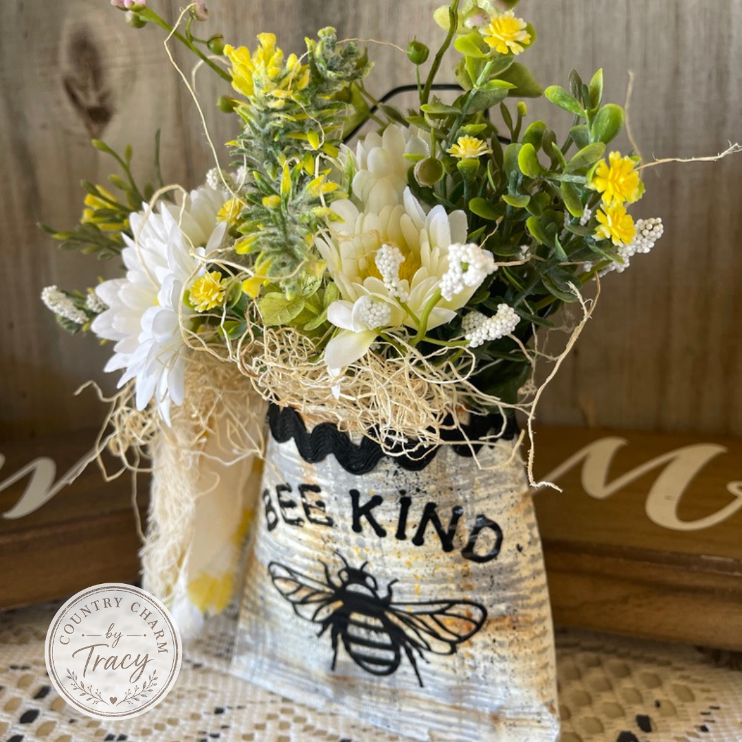 Bee Kind Smashed Can Floral Decor