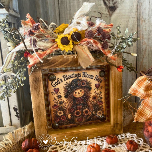 God's Blessings Bloom Here - 4 Inch Fall Label | 2 Labels Included | Instant PDF Download | Farmhouse Primitive Fall Decor