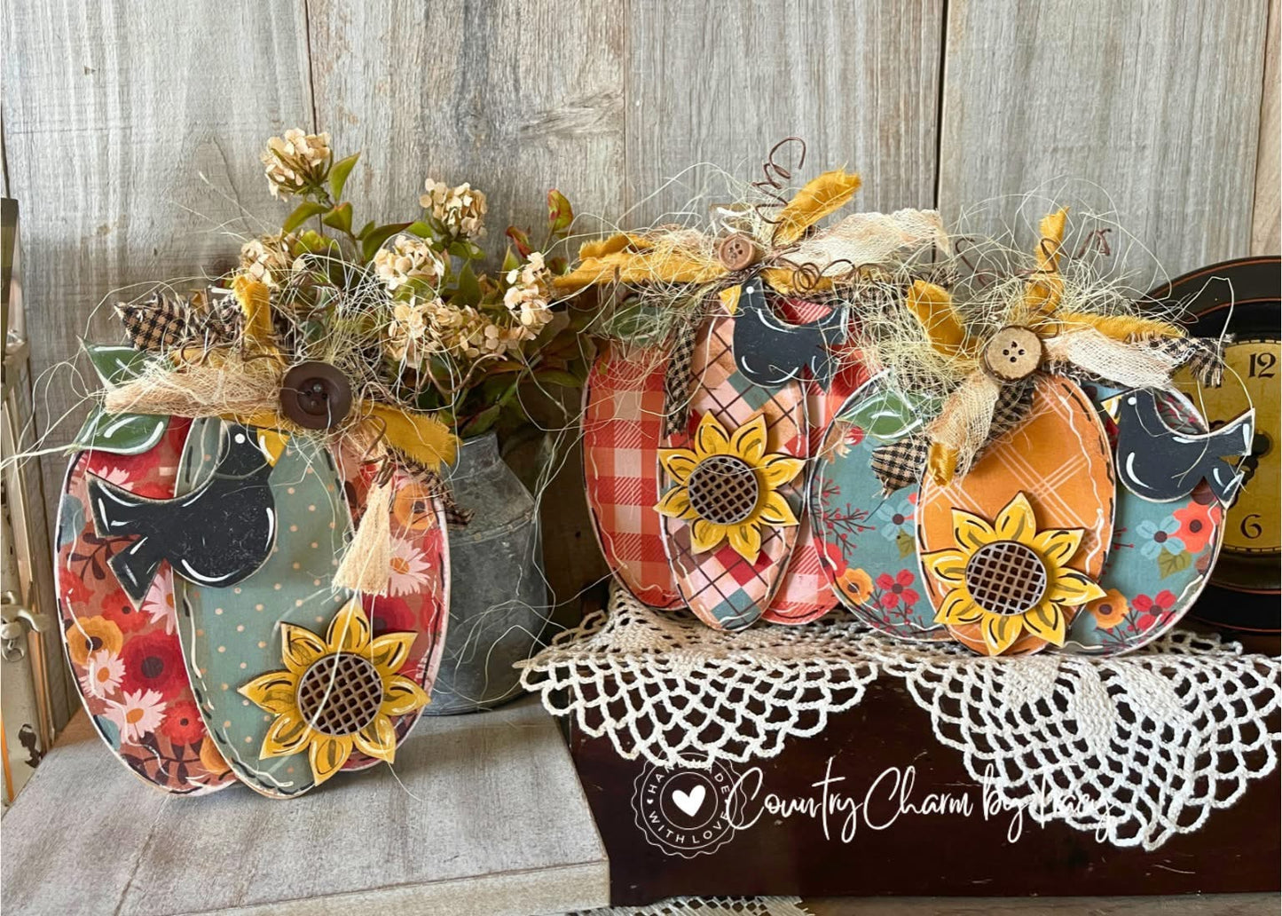 Whimsical Layered Pumpkin Shelf Sitters - Handcrafted Farmhouse Fall Decor Set | Free Shipping in USA