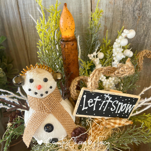 Let It Snow Rustic Snowman Decor