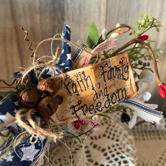 Patriotic Vintage Truck with Fireworks - 5x5 Americana Block Decor