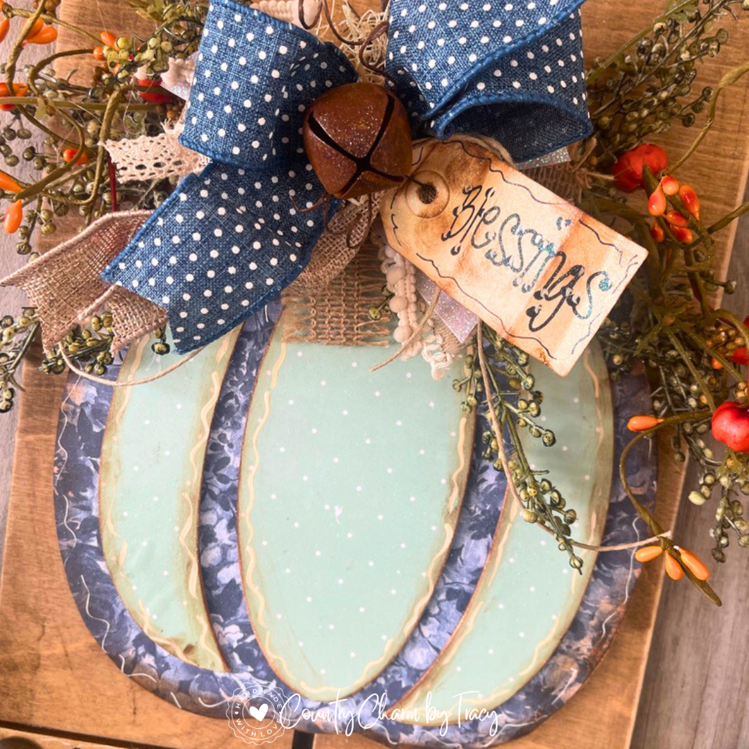 Blue and Teal Pumpkin Pallet Sign
