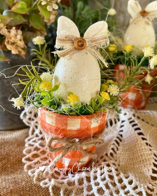 Whimsical Farmhouse Bunny Clay Pot Trio – Set of 3 (Buttercream Bunnies)