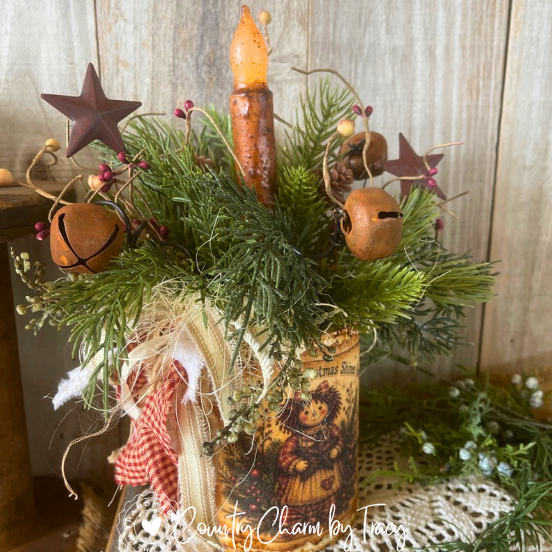 Christmas Annie Tin Can Light Decor