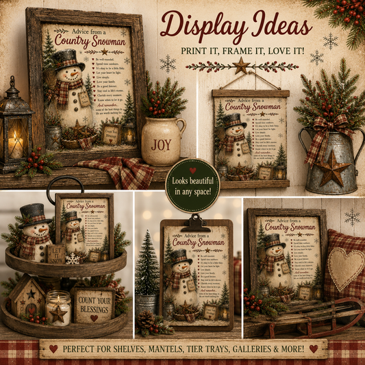 Advice from a Country Snowman - 5x7 Prints Digital Download Two-Pack