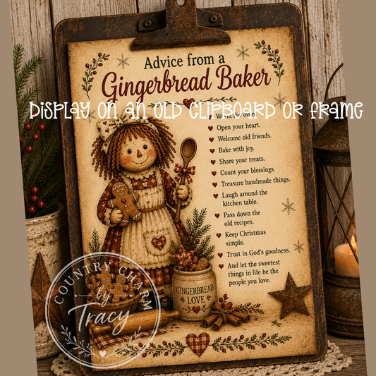 Advice from a Gingerbread Baker - 8x10 Digital Download Printable
