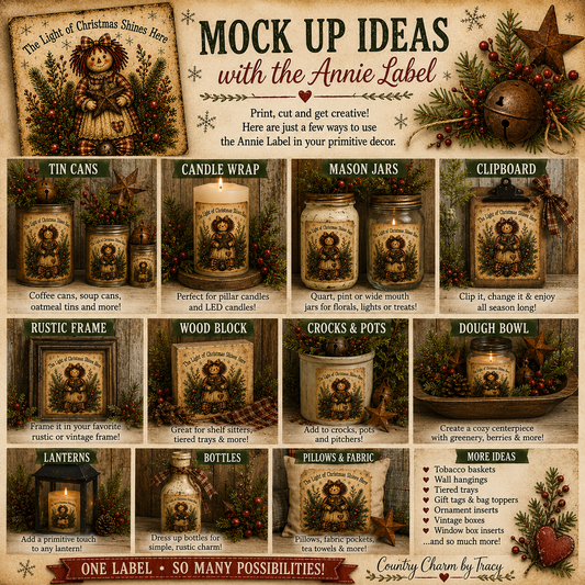 Christmas Annie Label - The Light of Christmas Shines Here