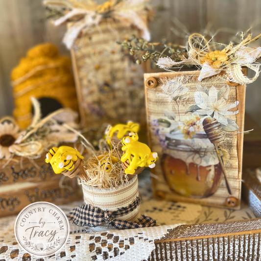 Rustic Bee Decor Wood Block 7 pc. Set