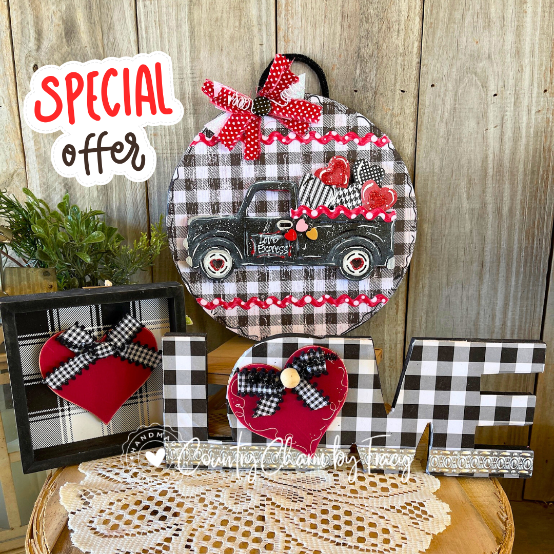 From the Vault – Black & Red Buffalo Check Valentine Set #1 - FREE Shipping