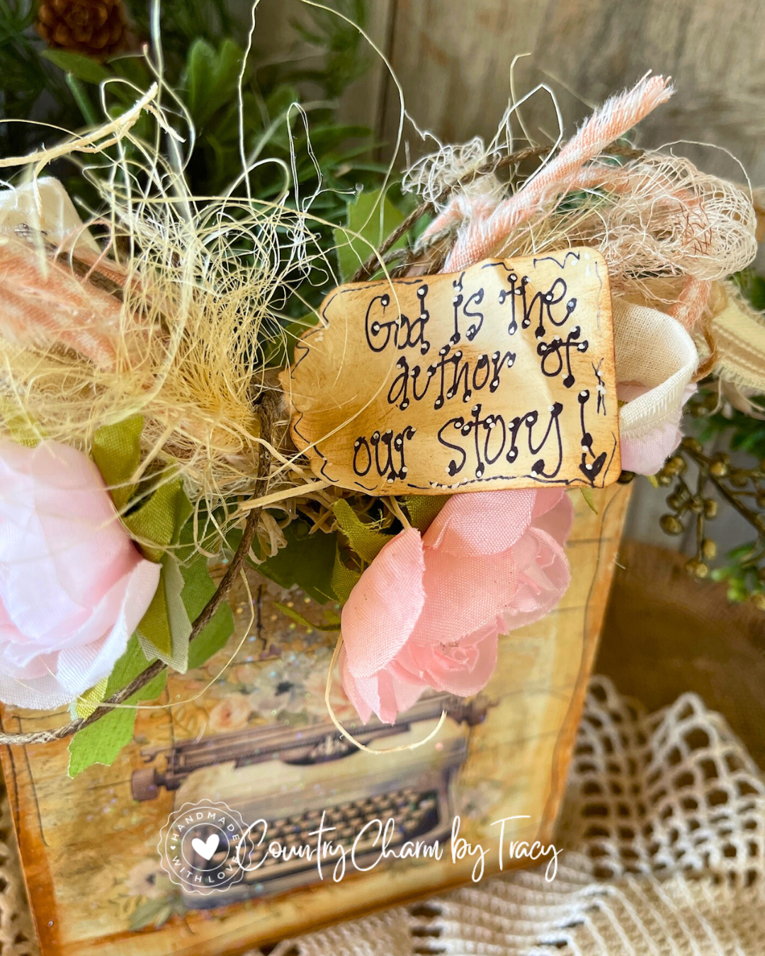 God is the Author of Our Story Typewriter Block Shelf Sitter #7 – FREE SHIPPING