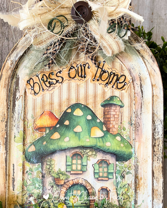 Lucky Cottage "Bless Our Home" Wall Hanging or Shelf Sitter