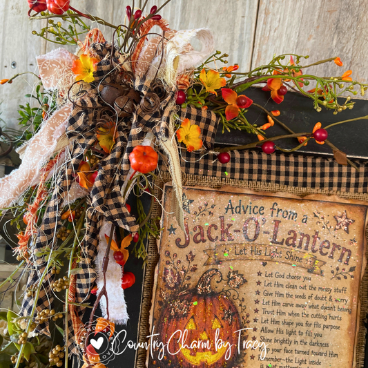 Primitive Country Advice from a Jack-O-Lantern Hand-Painted Fall Wood Sign