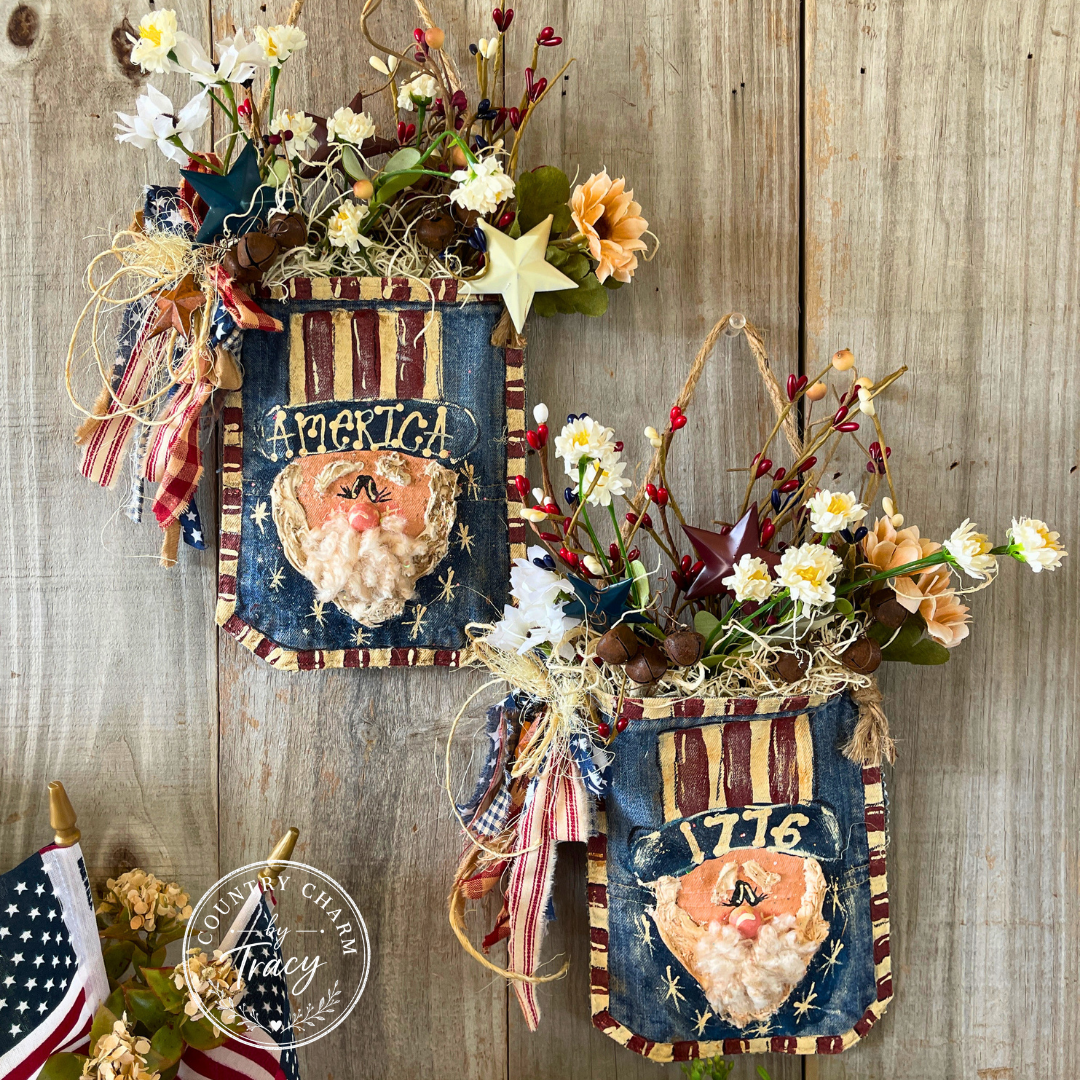 Uncle Sam Denim Pocket Decor Hanger - "America" Brim