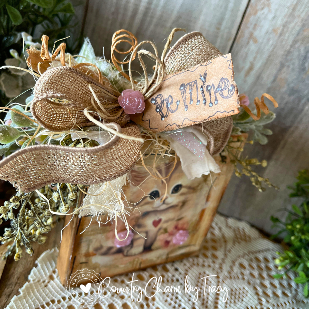 “Be Mine” Kitten Decor Block – 5x5