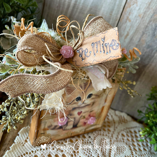 “Be Mine” Kitten Decor Block – 5x5