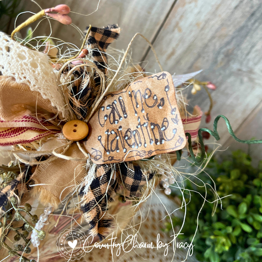 “Call Me Valentine” Vintage Phone Decor Block – 5x5