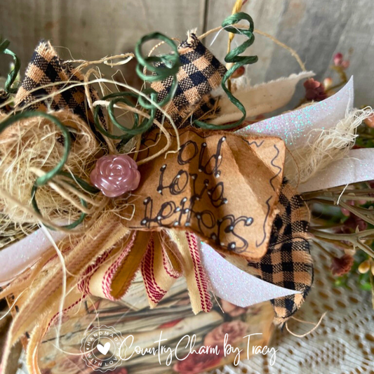 Vintage Stack of “Old Love Letters” Decor Block #5 – 5x5