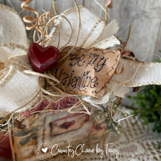 “Be My Valentine” Love Letter Vintage Decor Block #6 – 5x5