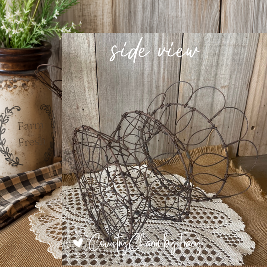 Vintage Wire Pedestal Egg Basket - Authentic Farmhouse Primitive Country Decor | Free Shipping in USA