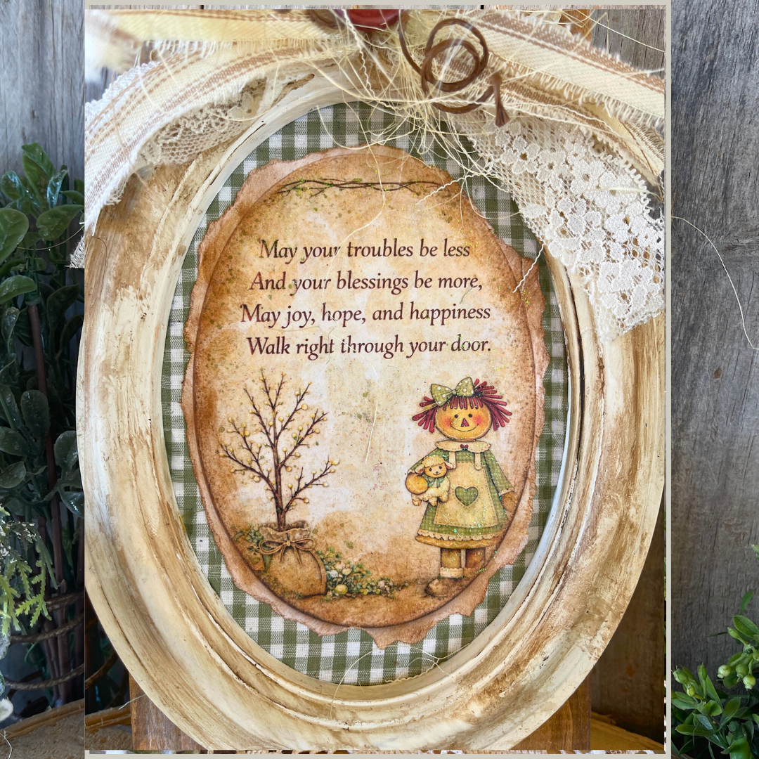 “May Your Blessings Be More” Vintage Poem Wood Hanger