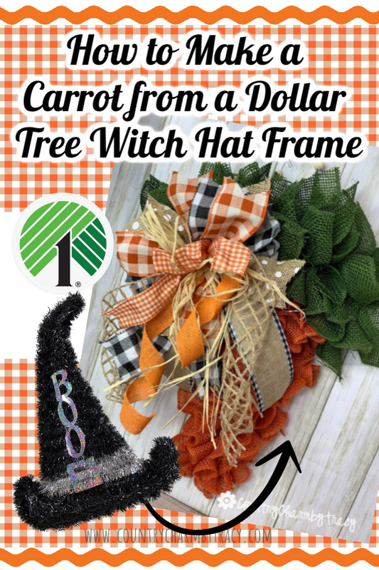 Spring Carrot using Witch Hat frame from Dollar Tree