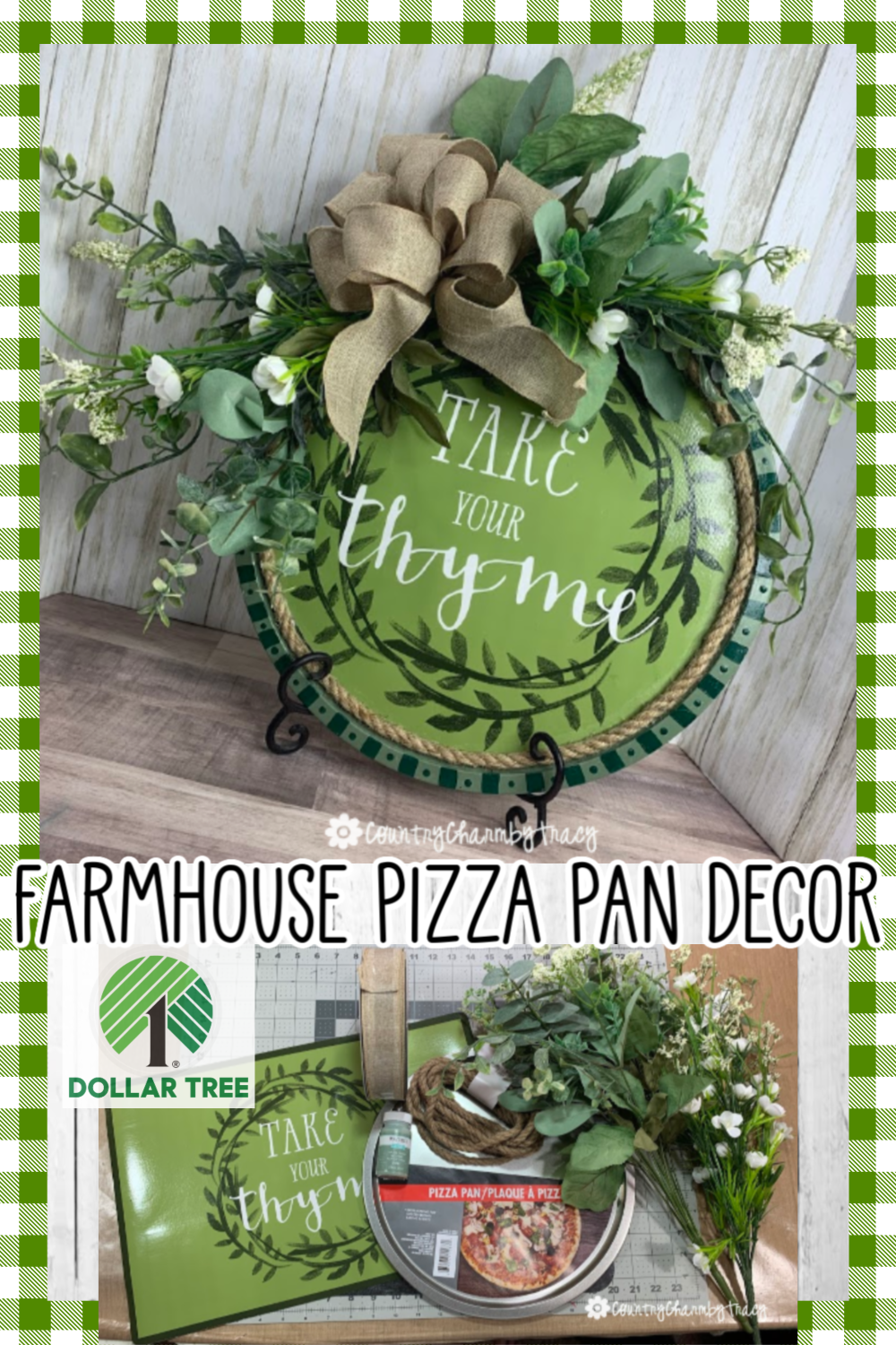 🌳🌿Dollar Tree Farmhouse Pizza Pan Craft