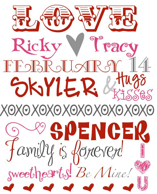 {Family Love} Valentine Subway Art