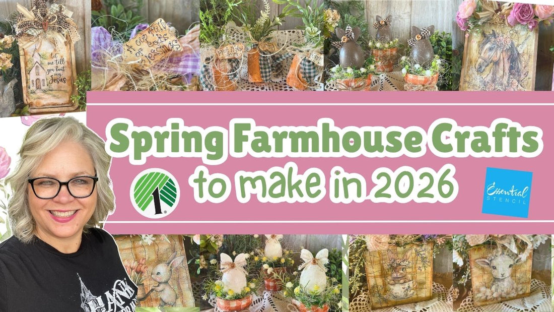 Spring Farmhouse Crafts to Make in 2026 || Dollar Tree | Essential Stencil