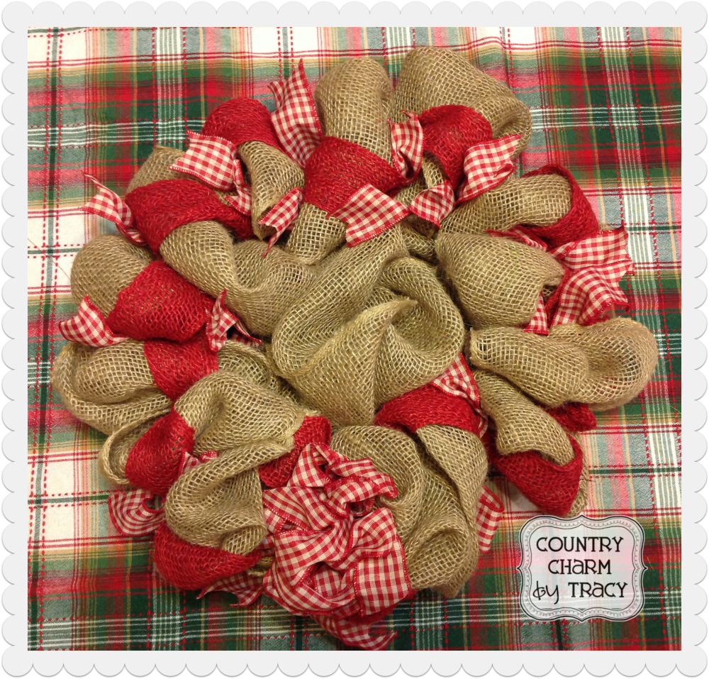 {Burlap and Gingham Wreath}