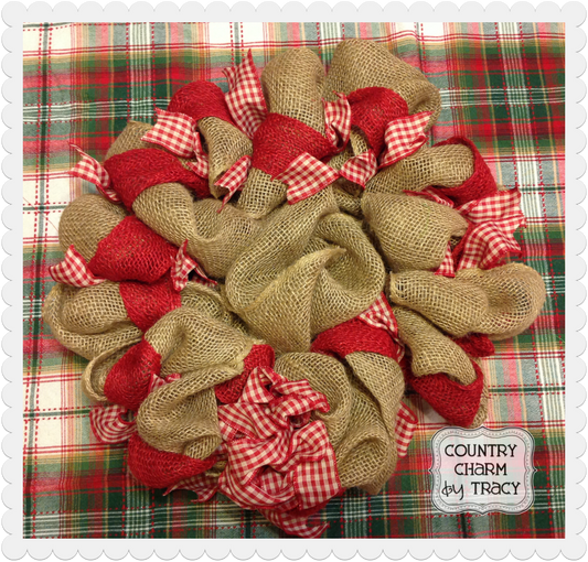 {Burlap and Gingham Wreath}