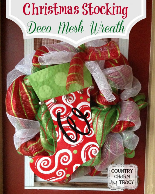 {Christmas Stocking} Deco Mesh Wreath
