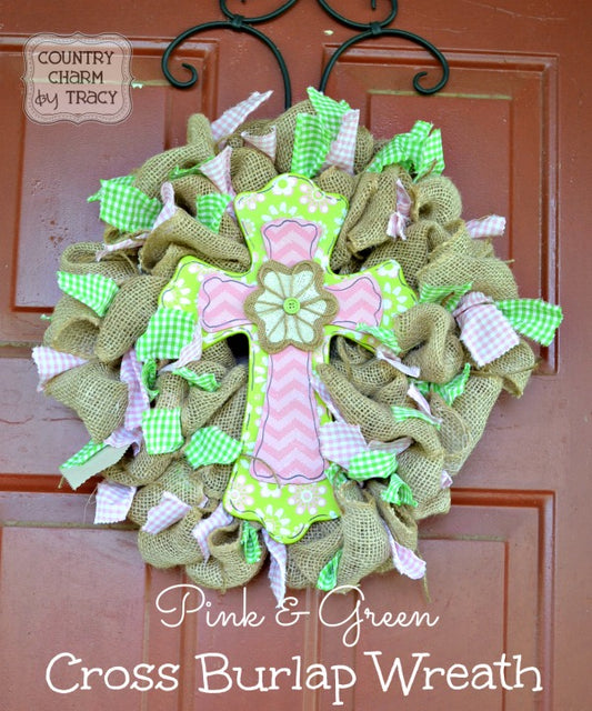 ♥ Pink & Green Cross Spring Wreath - 2 Different Ways!