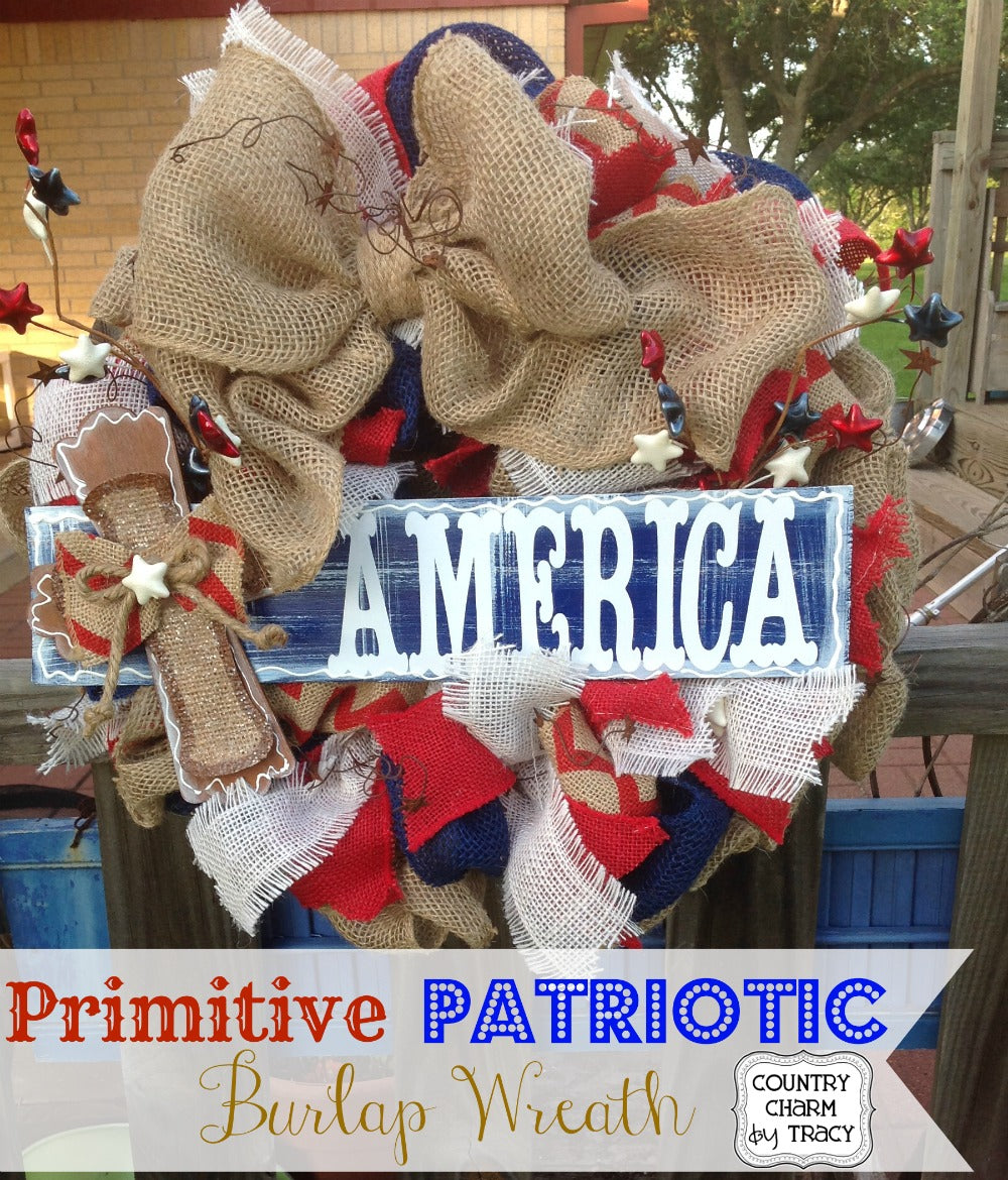 Primitive Patriotic Burlap Wreath