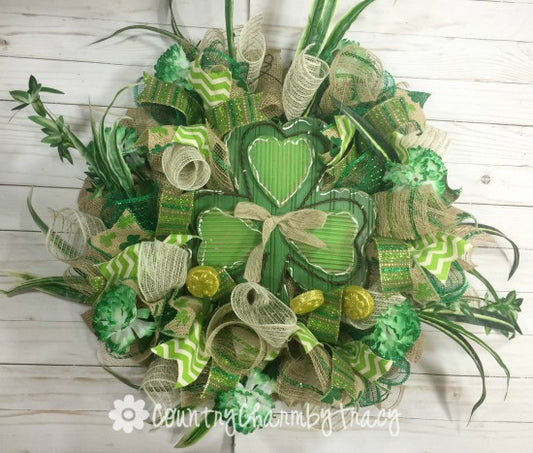 St. Patrick's Day Burlap Wreath