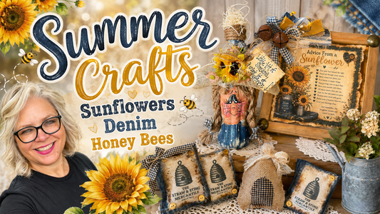 Summer Crafts ~ Rustic Country Crafts using Sunflowers, Denim, and Honey Bees