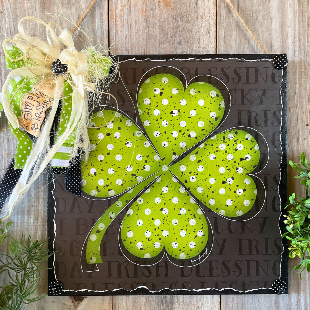 Simply Blessed Whimsical Shamrock Wall Hanging