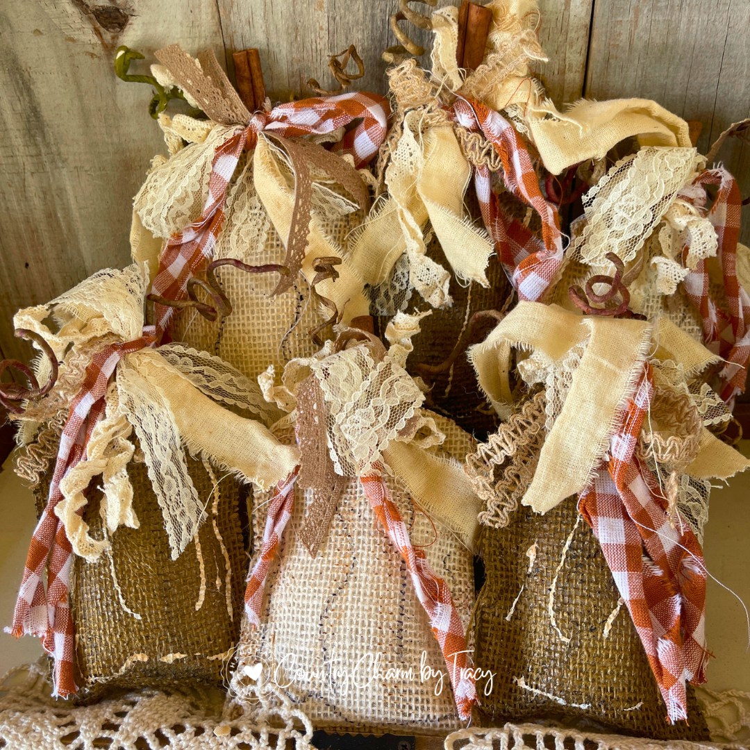 Natural Burlap Pumpkin Bowl Fillers - Set of 6