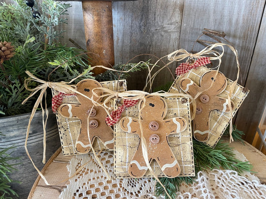 Gingerbread Wood Ornaments - Set of 3