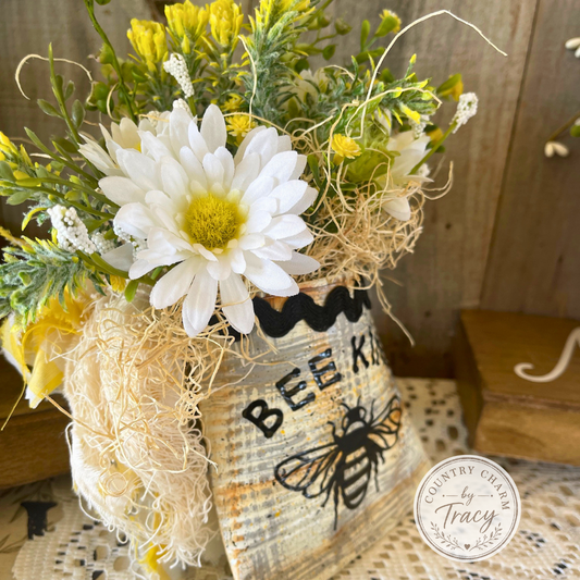 Bee Kind Smashed Can Floral Decor