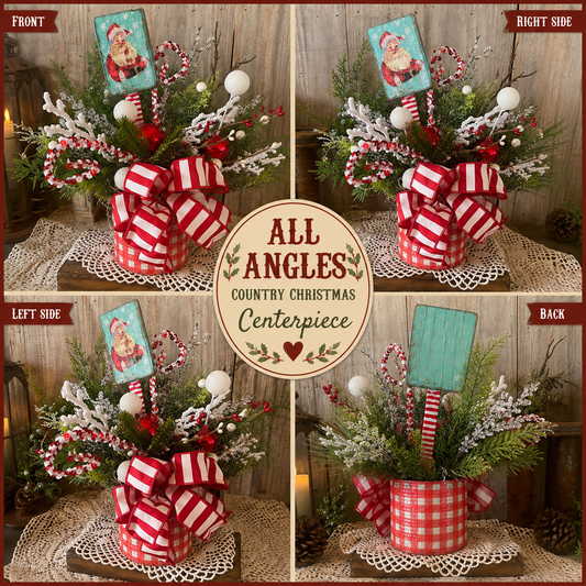 Fun and Festive Santa Arrangement - Handcrafted Vintage Farmhouse Christmas Centerpiece