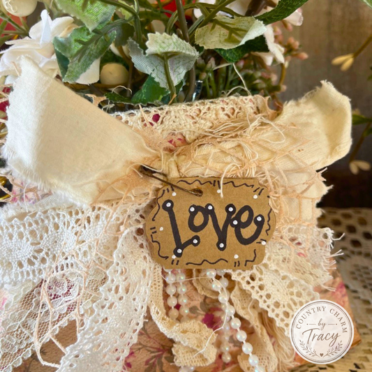 Roses and Lace Floral Smashed Can Decor Hanger