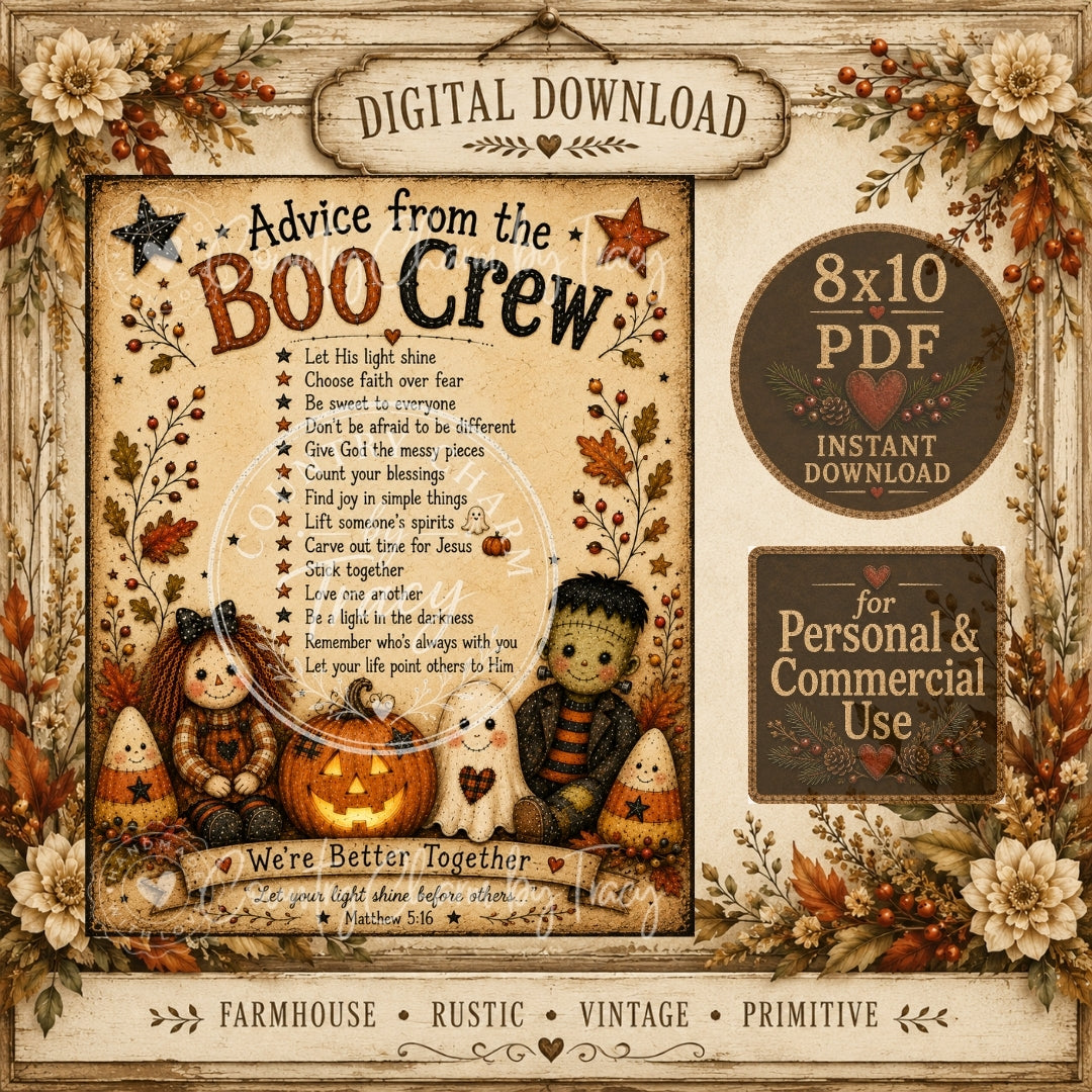 Advice from the Boo Crew - 8x10 PDF Printable | Instant Download