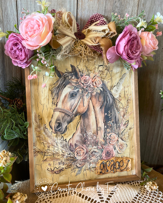 NEW!! "Grace" Horse Wall Decor – 14x10 Rustic Farmhouse Art
