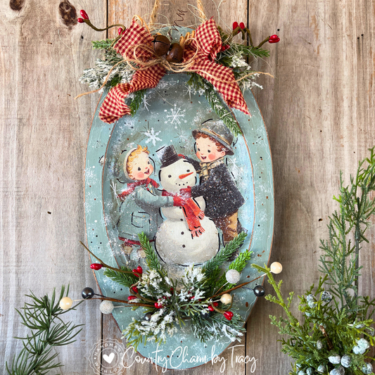 Vintage Snowman Winter Wonderland Wood Hanging Decor Shipping Included!