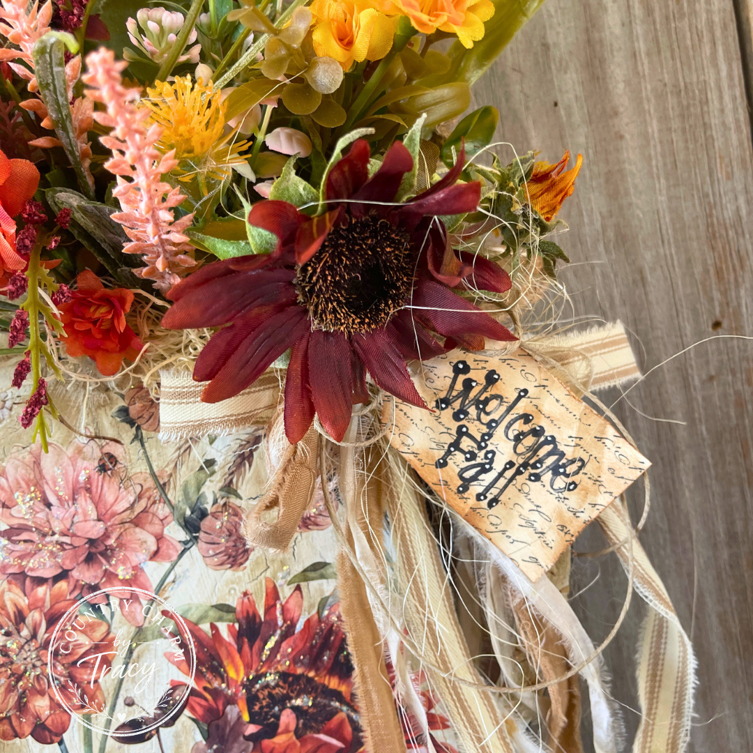 Fall Floral Wood Pitcher Hanger