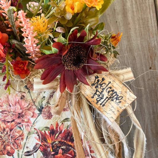 Fall Floral Wood Pitcher Hanger