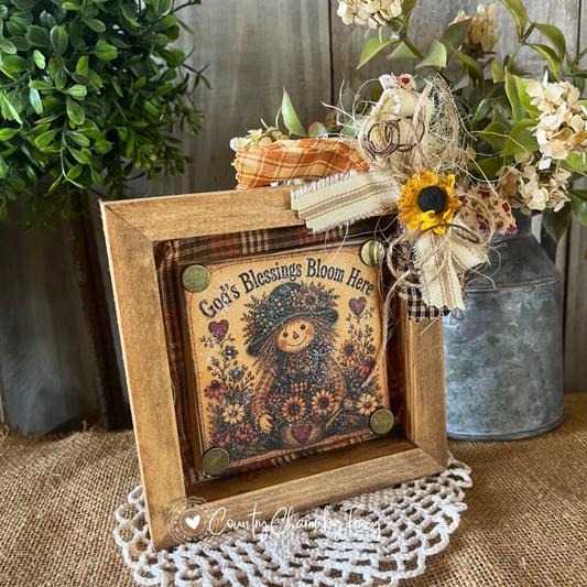 God's Blessings Bloom Here - 5x5 Shadow Box Decor